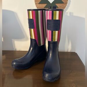 Coach Pearl Legacy Multicolor Striped Rain Boots